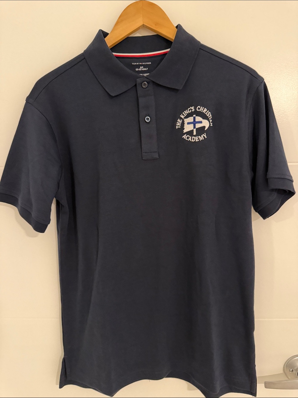 Tommy Hilfiger Navy Short-Sleeve Polo with Academy Embroidered Crest Uniform